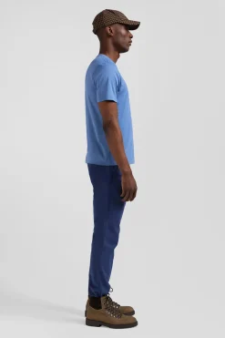 T-shirt manches courtes en coton Pima uni bleu coupe Regular