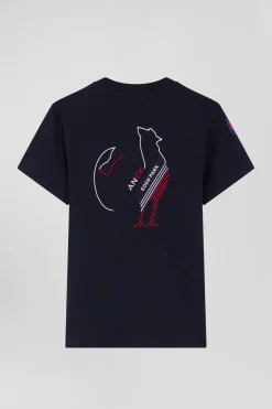 T-shirt manches courtes en coton bleu marine broderie XV de France coupe Regular