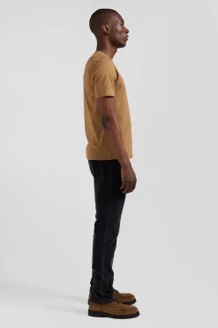 T-shirt manches courtes en coton Pima uni camel coupe Regular