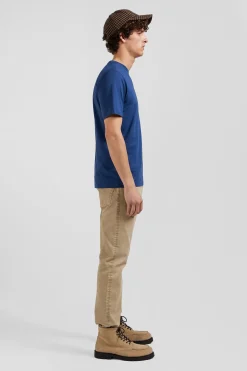 T-shirt manches courtes en coton Pima uni bleu marine coupe Regular
