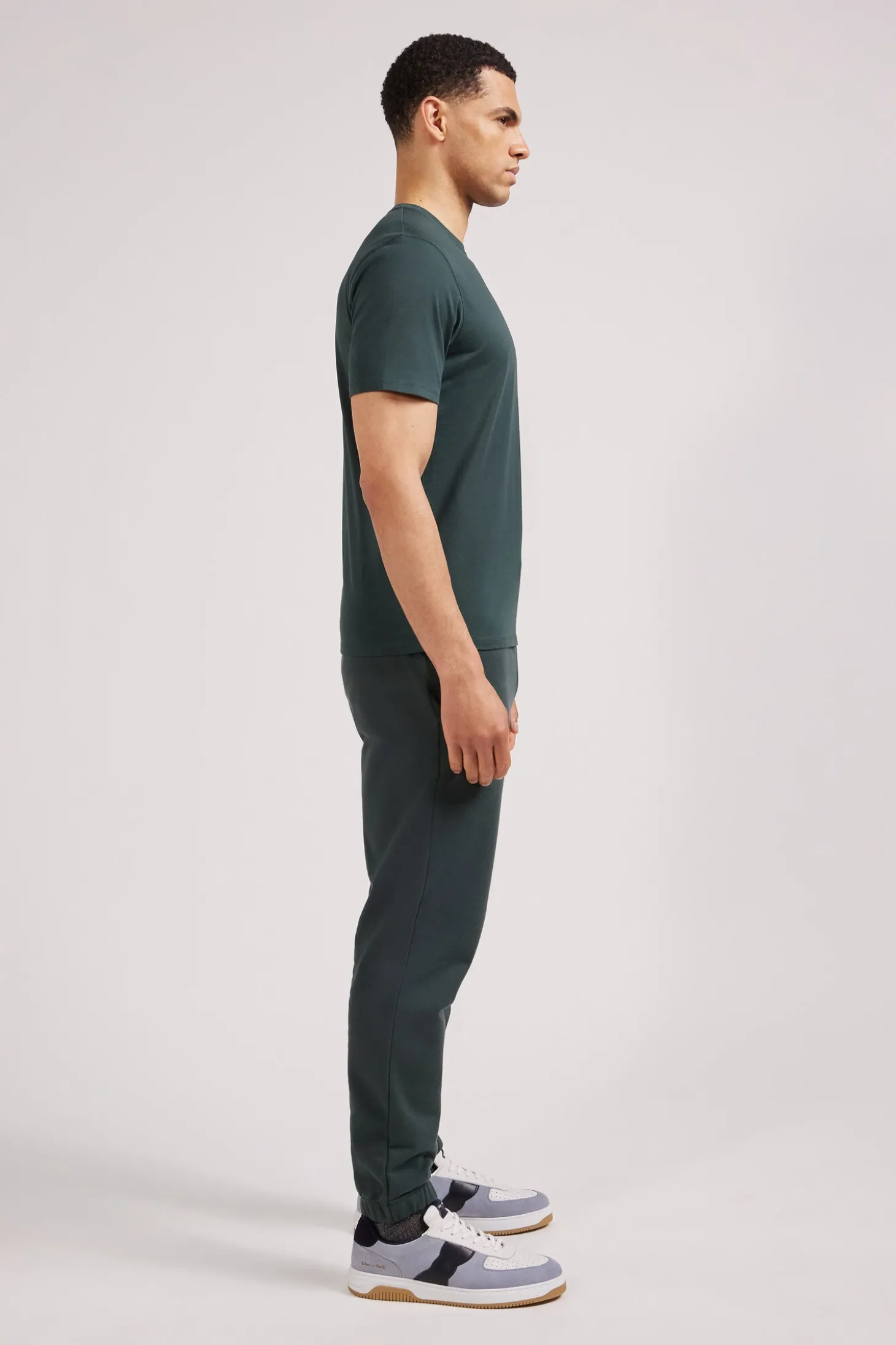 T-shirt manches courtes en coton Pima uni vert coupe Regular
