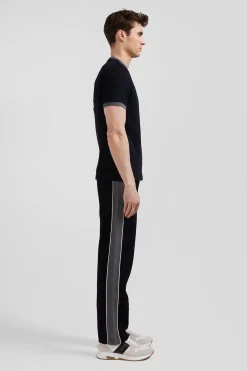 T-shirt manches courtes en coton noir broderie dos coupe Regular