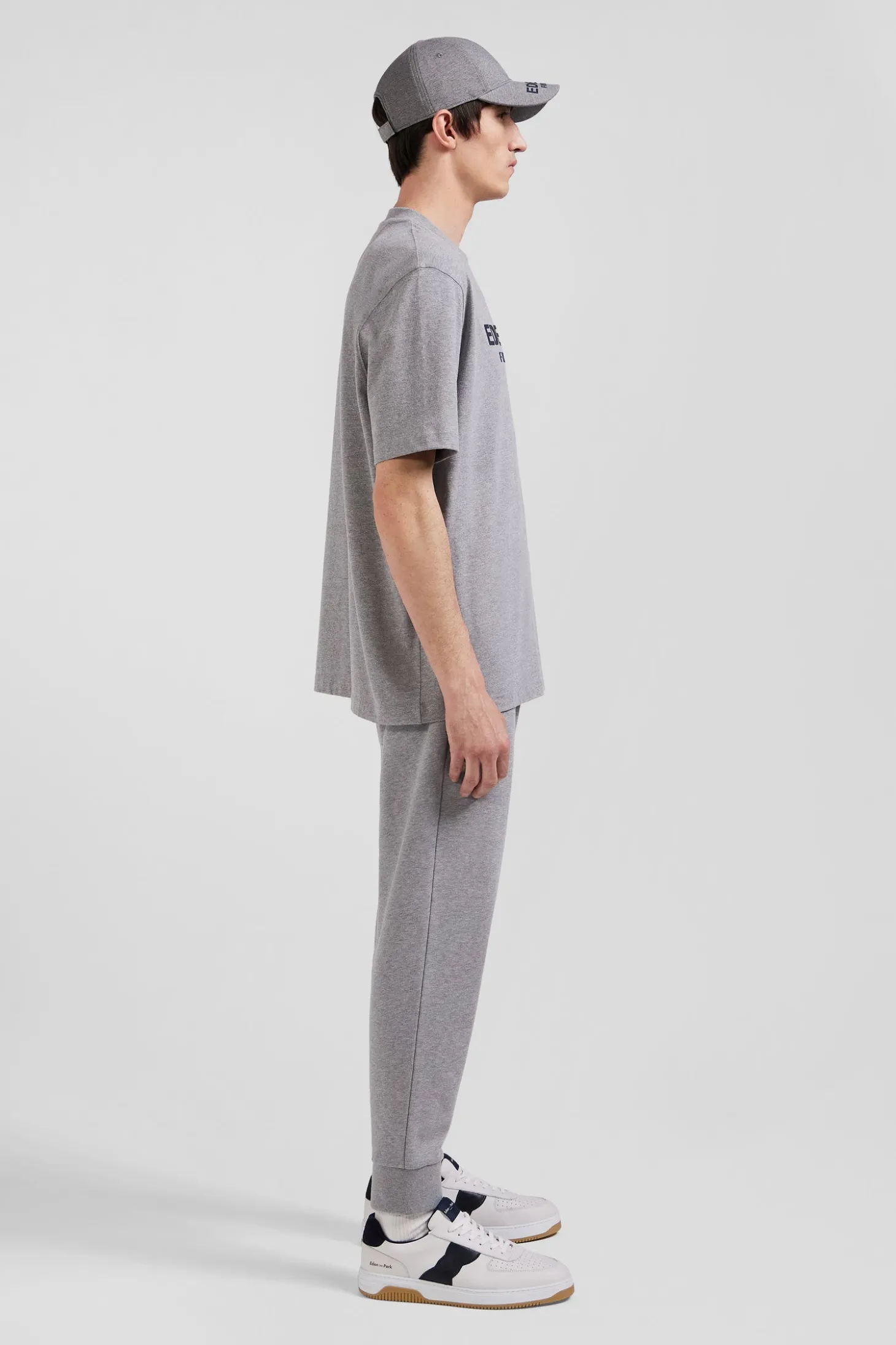 T-shirt manches courtes en coton gris Eden Park French Flair coupe Oversized