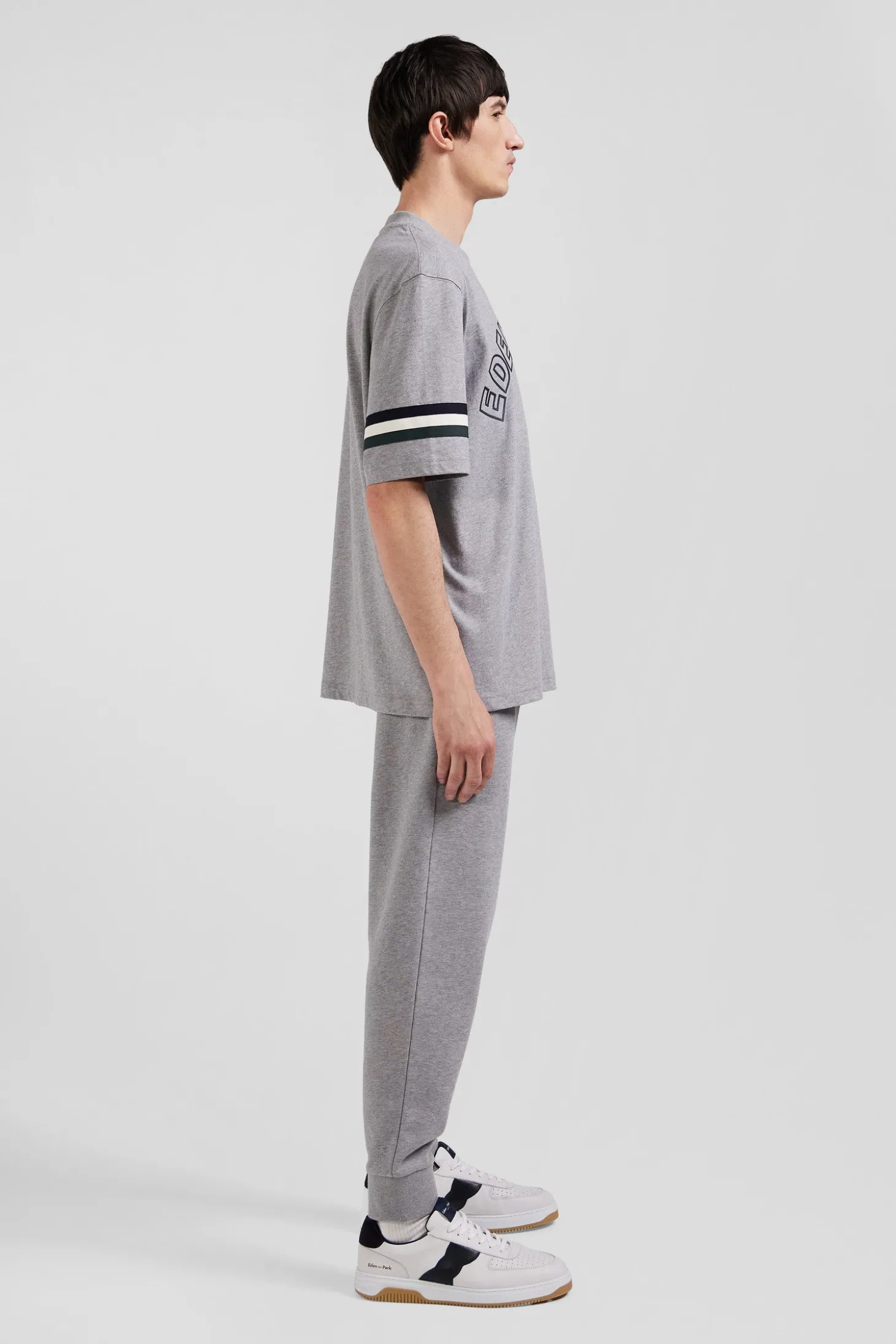 T-shirt manches courtes en coton gris coupe Oversized sérigraphie Eden Park