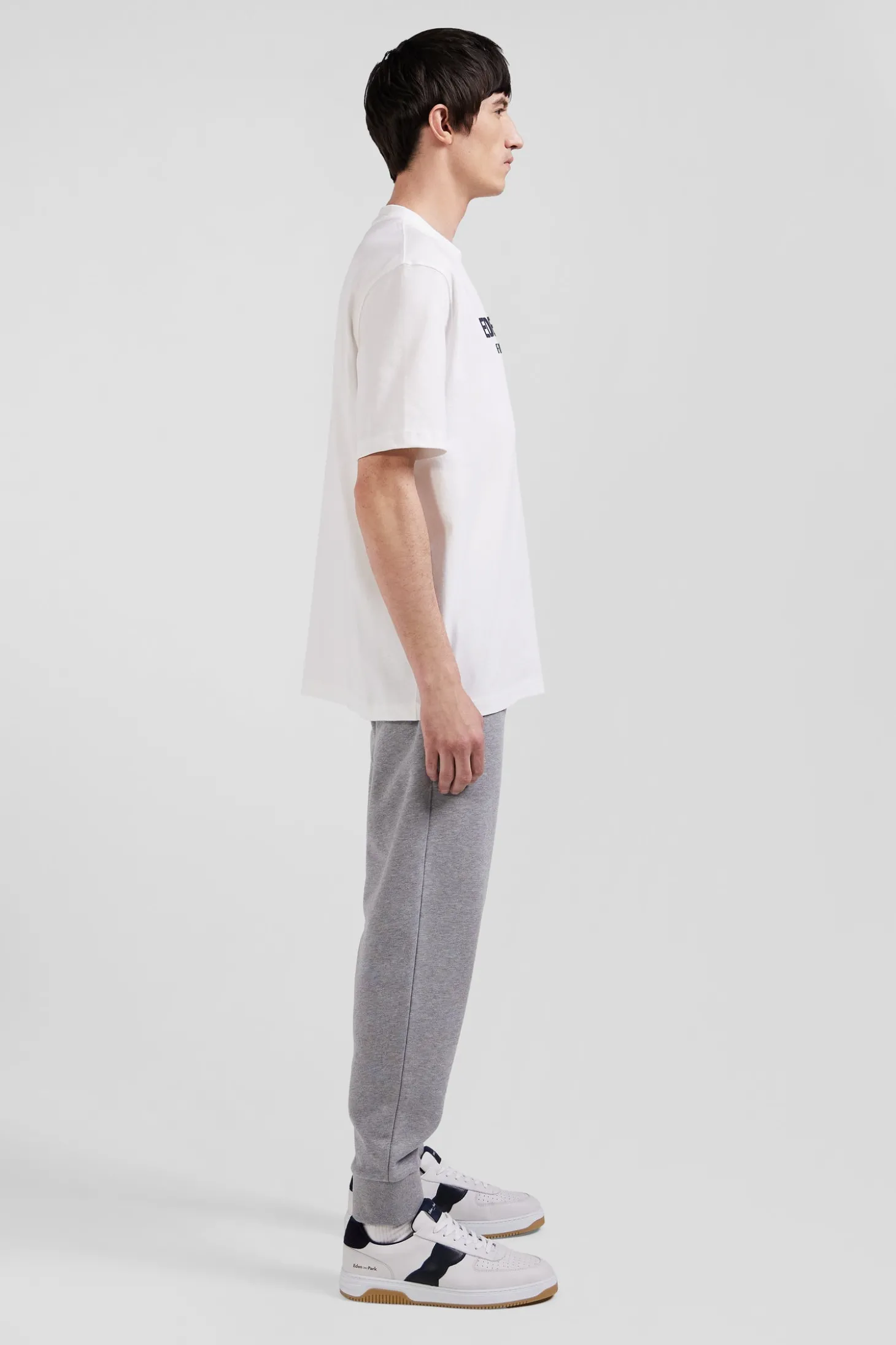 T-shirt manches courtes en coton écru Eden Park French Flair coupe Oversized