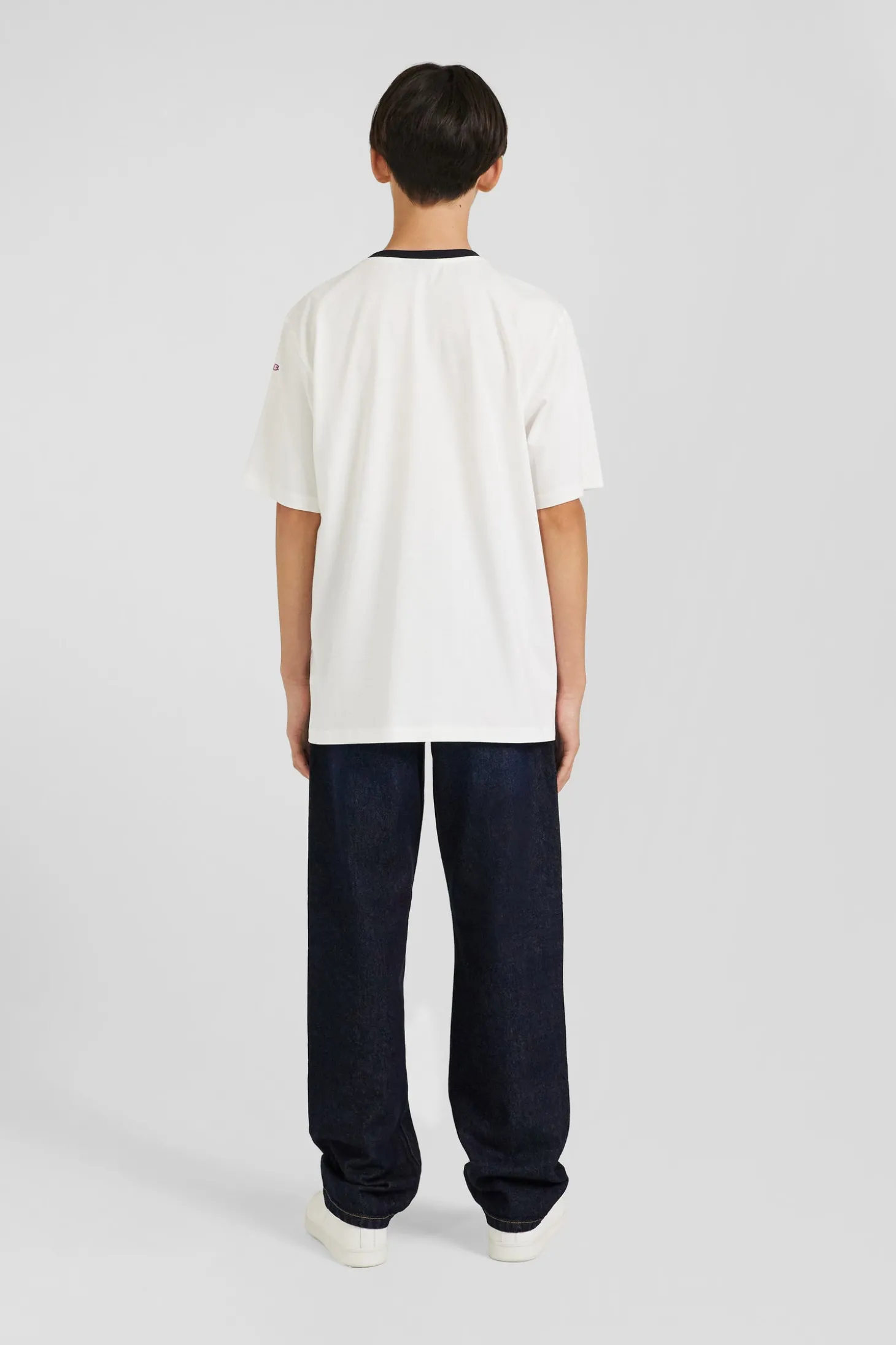 T-shirt manches courtes en coton écru brodé coupe Oversized