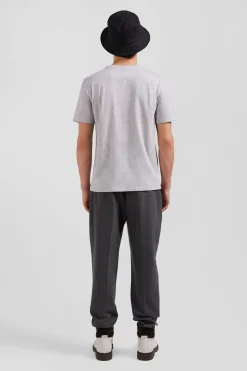 T-shirt manches courtes en coton Pima uni gris coupe Regular