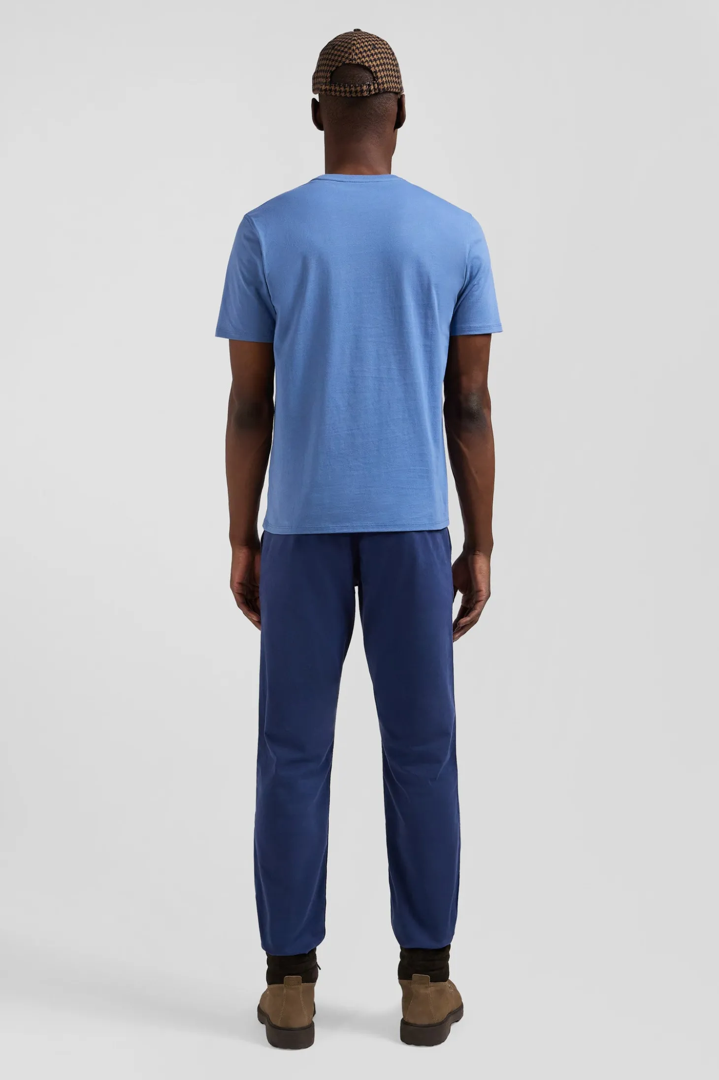 T-shirt manches courtes en coton Pima uni bleu coupe Regular
