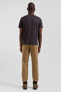 T-shirt manches courtes en coton Pima uni marron coupe Regular