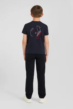 T-shirt manches courtes en coton bleu marine broderie XV de France coupe Regular