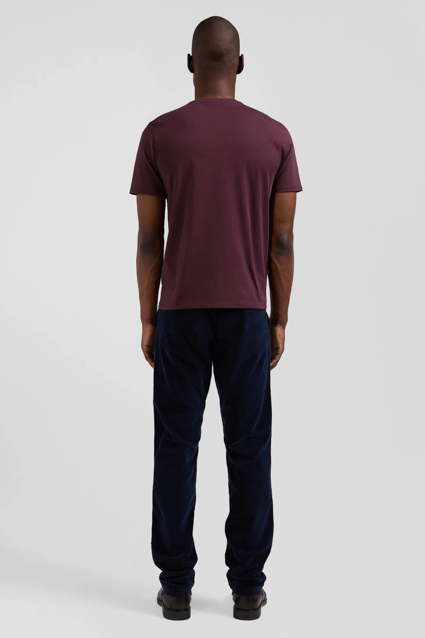 T-shirt manches courtes en coton Pima uni bordeaux coupe Regular