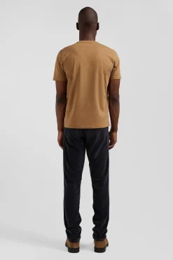 T-shirt manches courtes en coton Pima uni camel coupe Regular