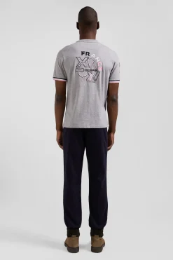 T-shirt manches courtes en coton gris broderie XV de France coupe Regular