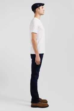T-shirt manches courtes en coton blanc broderie dos emblème coupe Regular