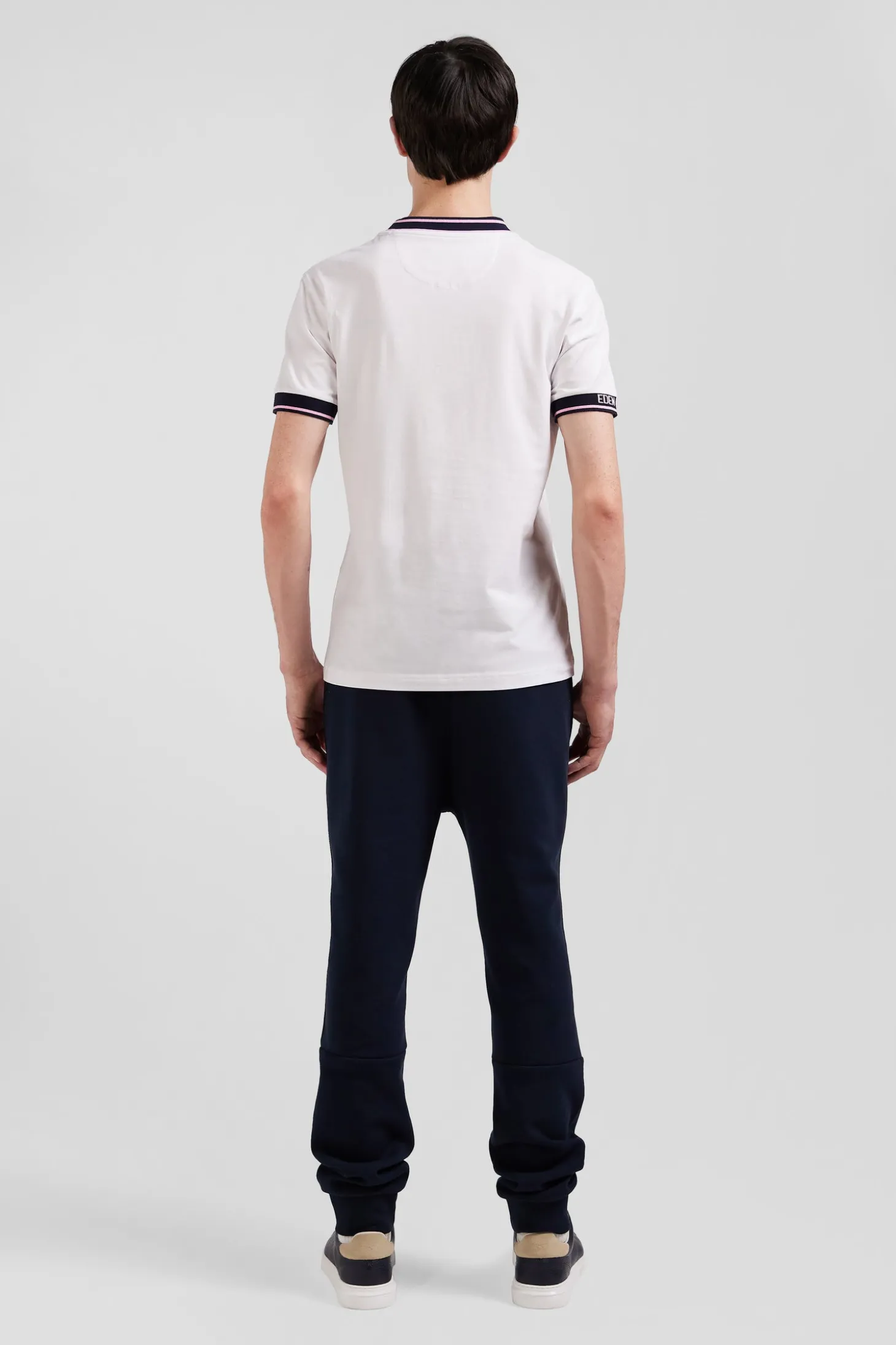 T-shirt manches courtes en coton blanc coupe Slim bords-côtes Eden Park