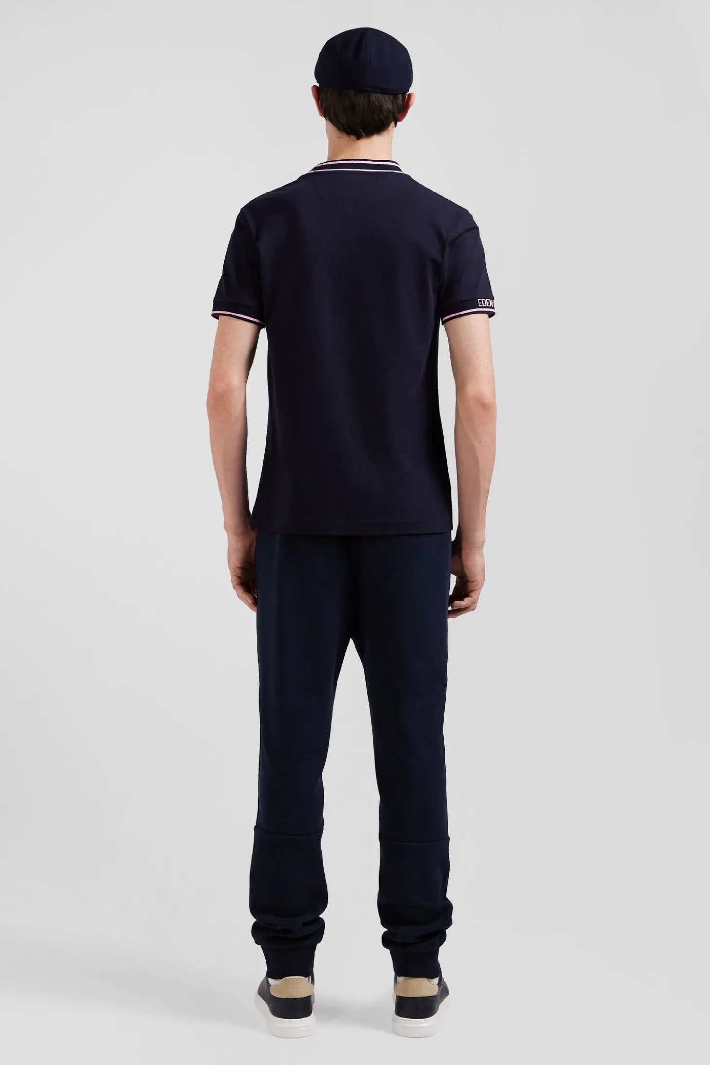 T-shirt manches courtes en coton bleu marine coupe Slim bords-côtes Eden Park