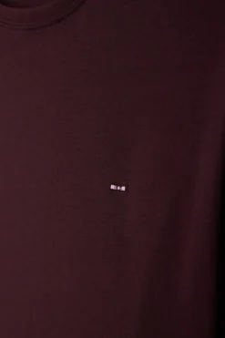 T-shirt manches courtes en coton Pima uni bordeaux coupe Regular