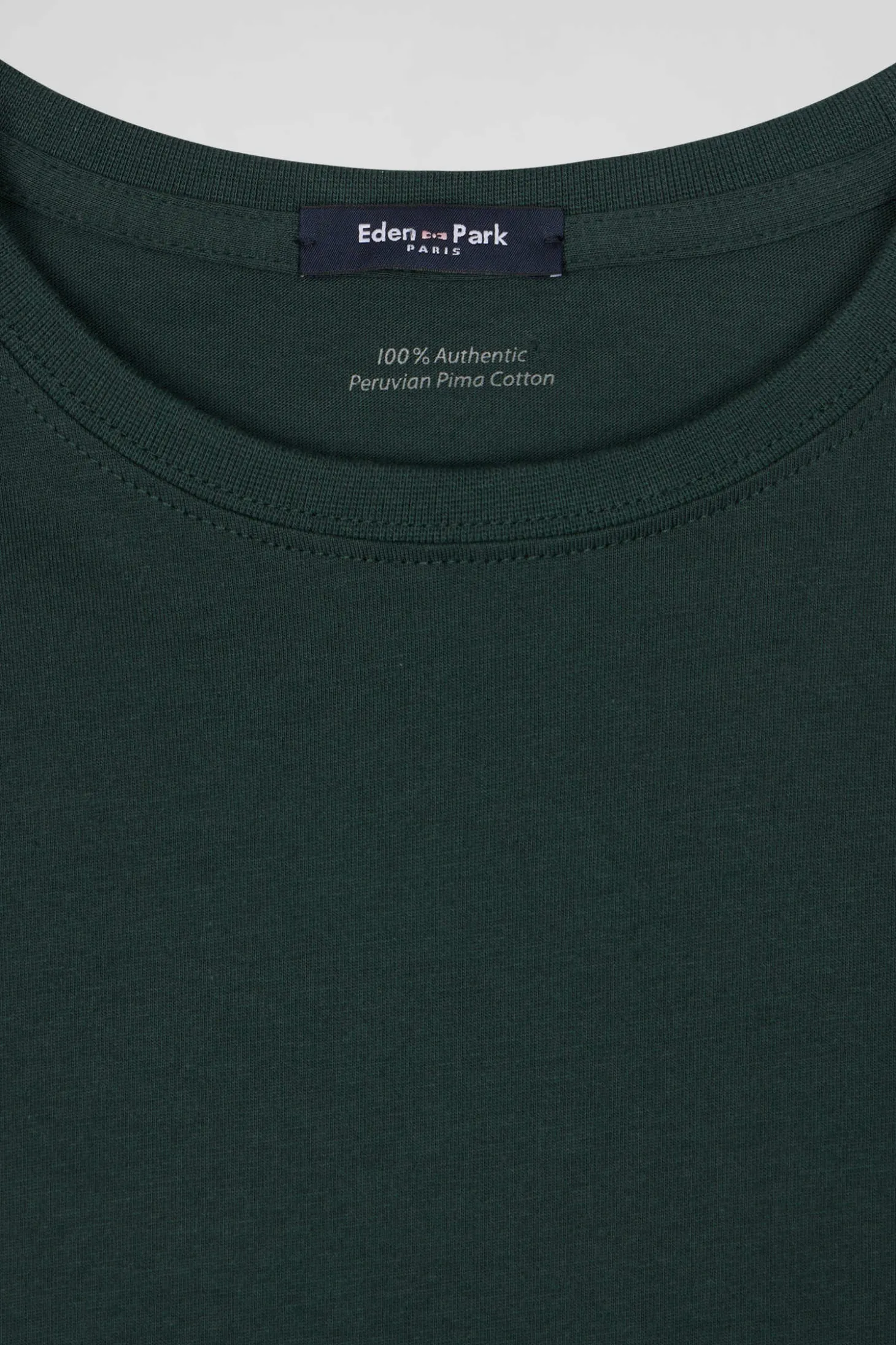 T-shirt manches courtes en coton Pima uni vert coupe Regular
