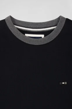 T-shirt manches courtes en coton noir broderie dos coupe Regular