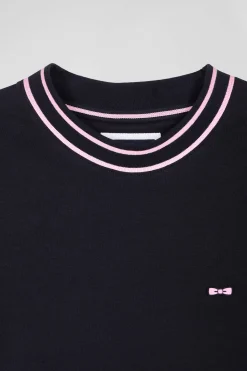 T-shirt manches courtes en coton bleu marine coupe Slim bords-côtes Eden Park
