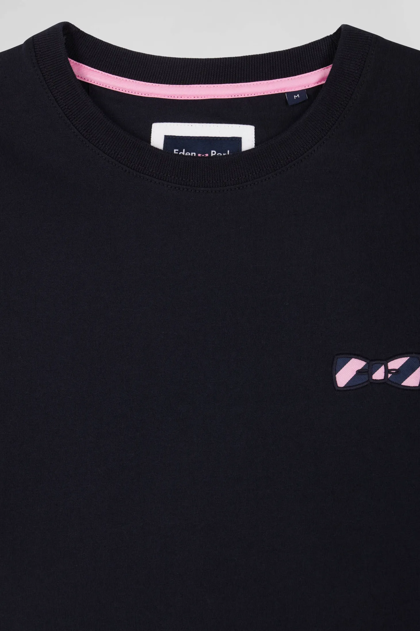 T-shirt manches courtes en coton bleu marine broderie cerclée coupe Regular