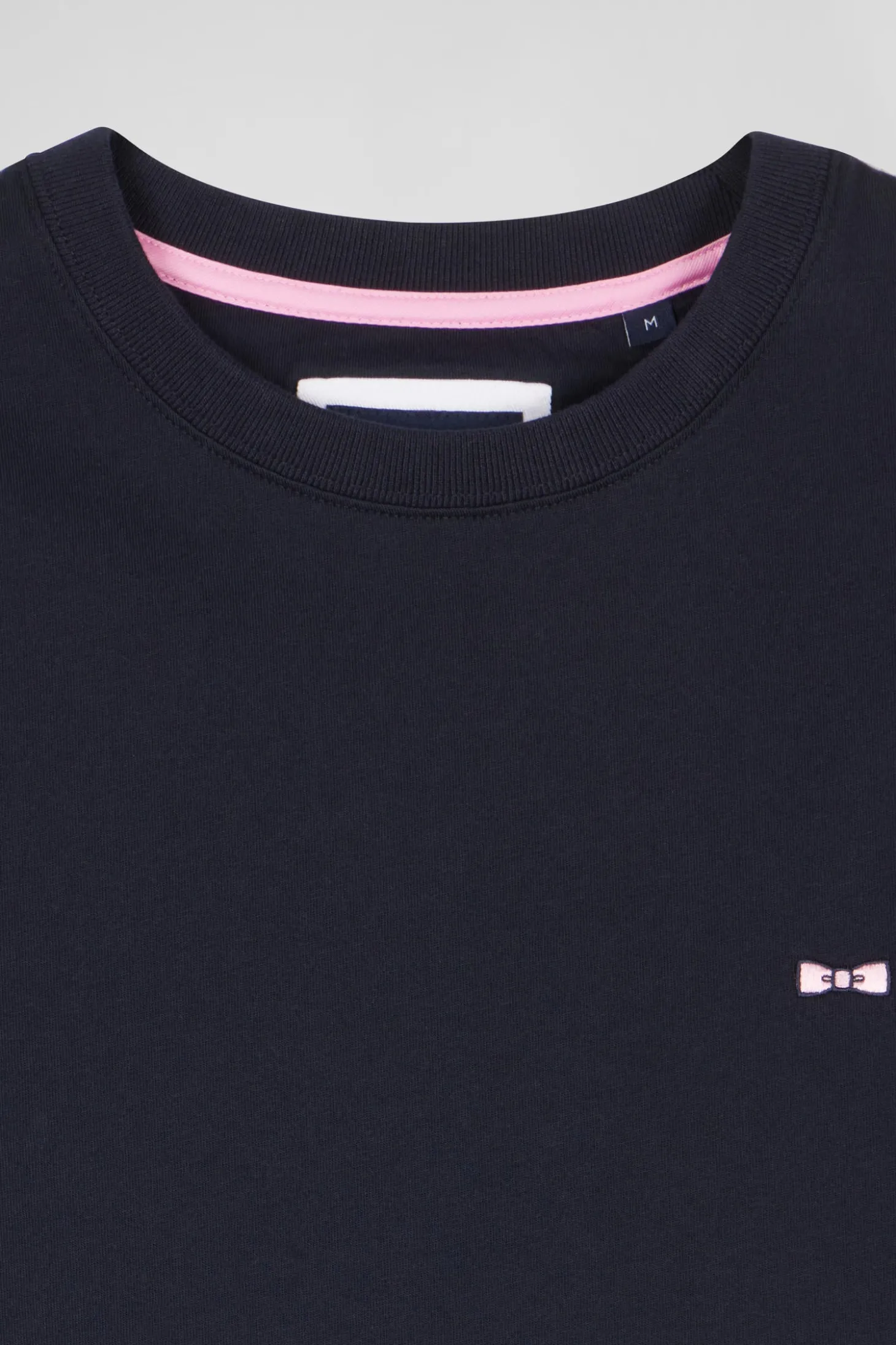 T-shirt manches courtes en coton bleu marine broderie dos emblème coupe Regular