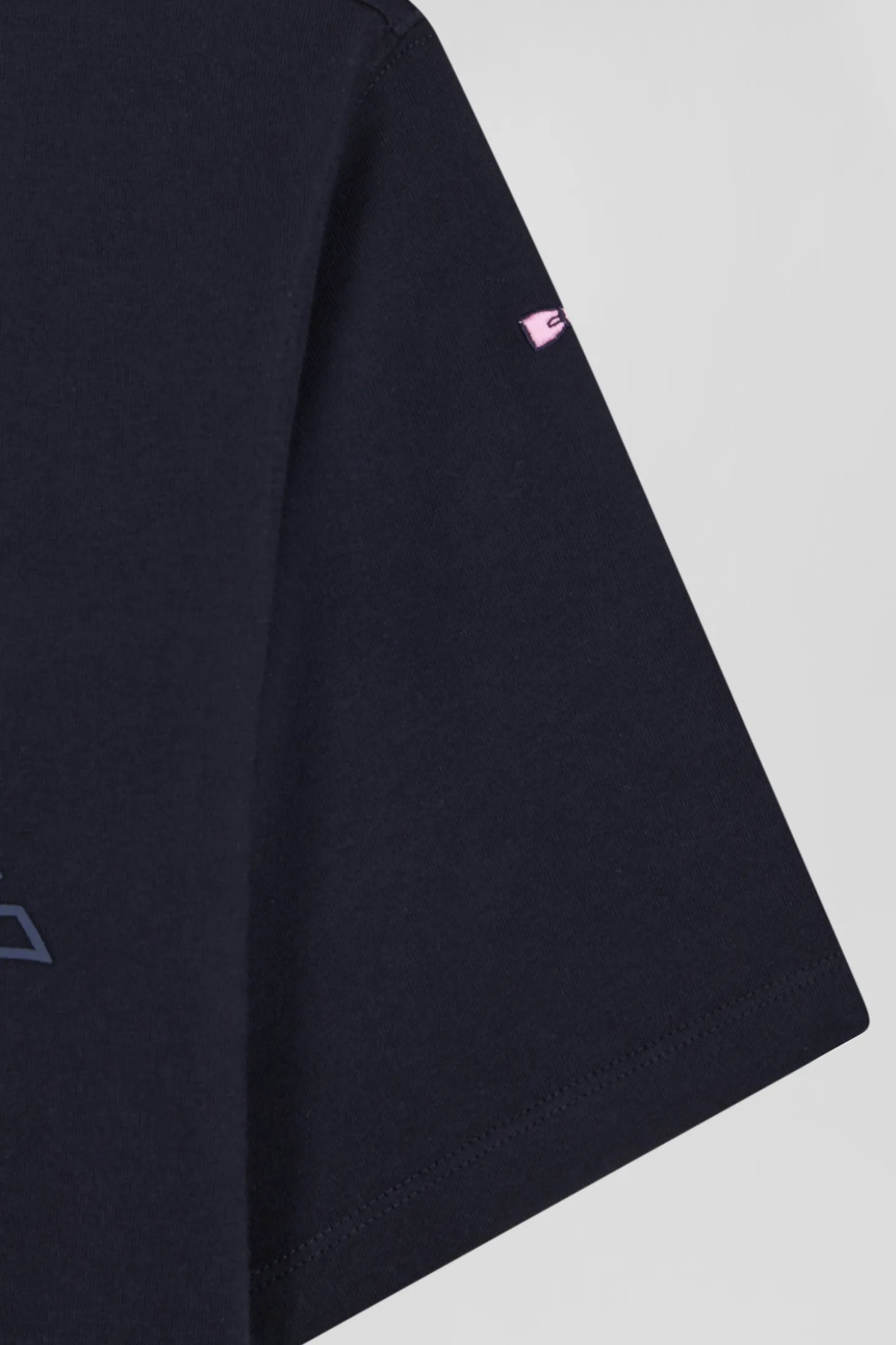 T-shirt manches courtes en coton bleu marine brodé coupe Oversized