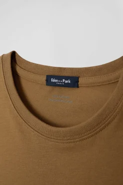 T-shirt manches courtes en coton Pima uni camel coupe Regular