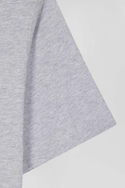 T-shirt manches courtes en coton gris broderie dos coupe Regular