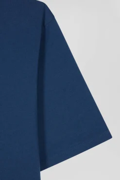 T-shirt manches courtes en coton Pima uni bleu marine coupe Regular