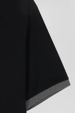 T-shirt manches courtes en coton noir broderie dos coupe Regular