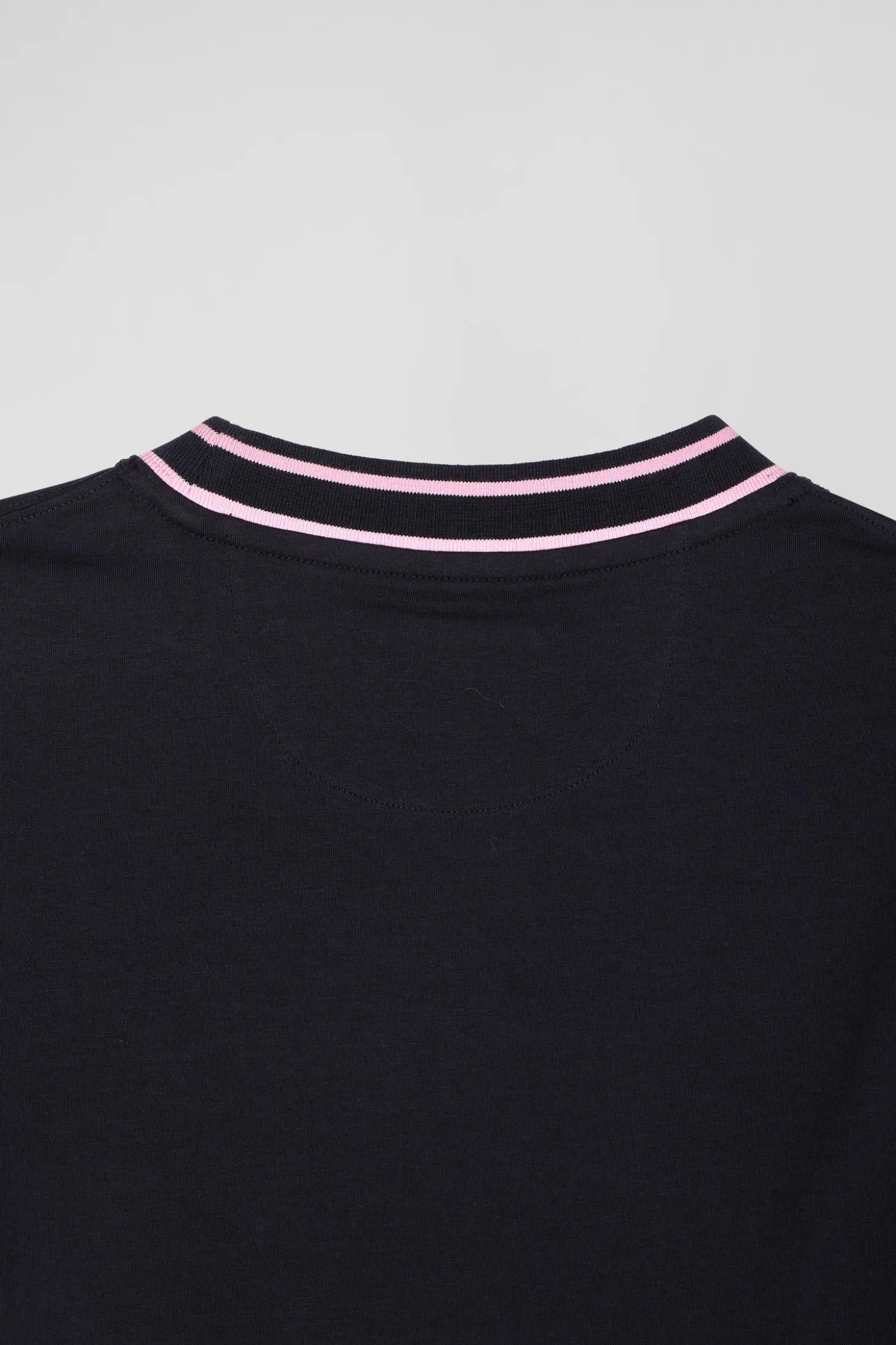 T-shirt manches courtes en coton bleu marine coupe Slim bords-côtes Eden Park
