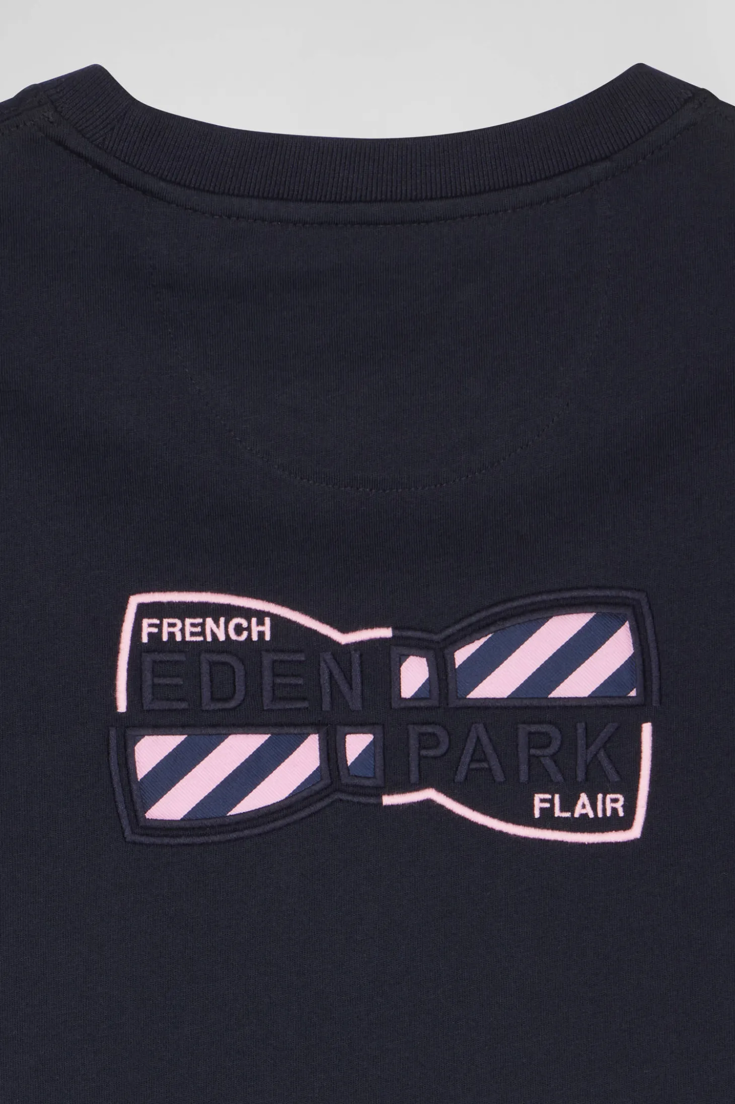 T-shirt manches courtes en coton bleu marine broderie dos emblème coupe Regular