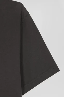 T-shirt manches courtes en coton kaki patch dos coupe Regular