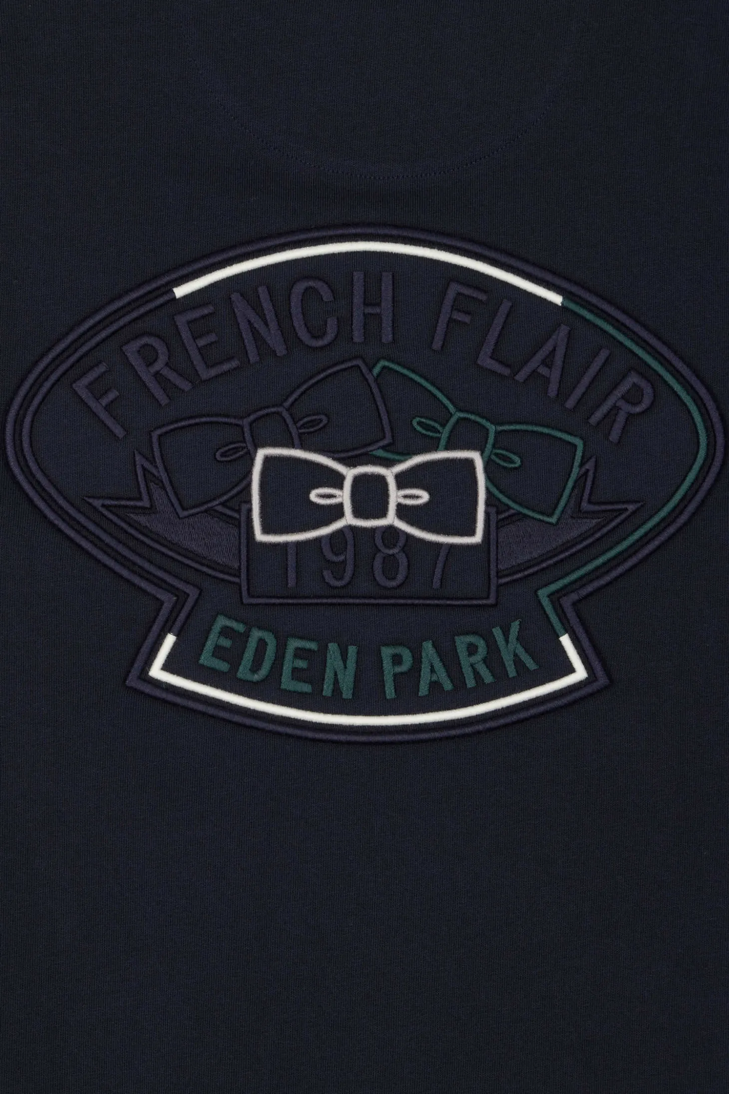 T-shirt manches courtes en coton vert à manches contrastées coupe Regular