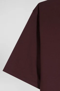 T-shirt manches courtes en coton Pima uni bordeaux coupe Regular