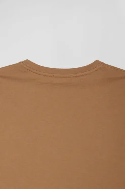 T-shirt manches courtes en coton Pima uni camel coupe Regular