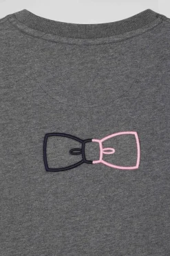 T-shirt manches courtes en coton gris coupe Regular broderie emblème