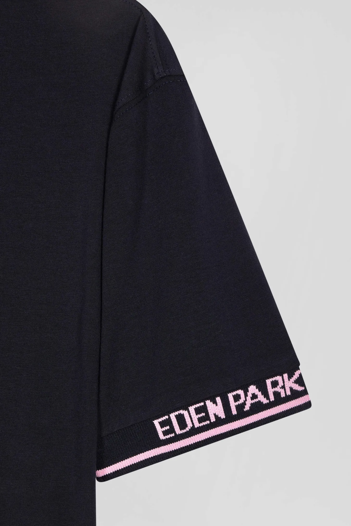 T-shirt manches courtes en coton bleu marine coupe Slim bords-côtes Eden Park
