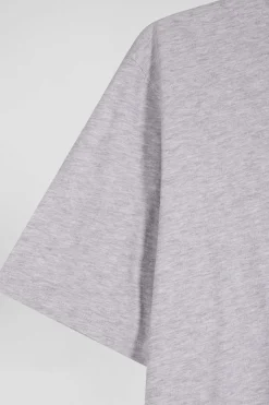 T-shirt manches courtes en coton Pima uni gris coupe Regular