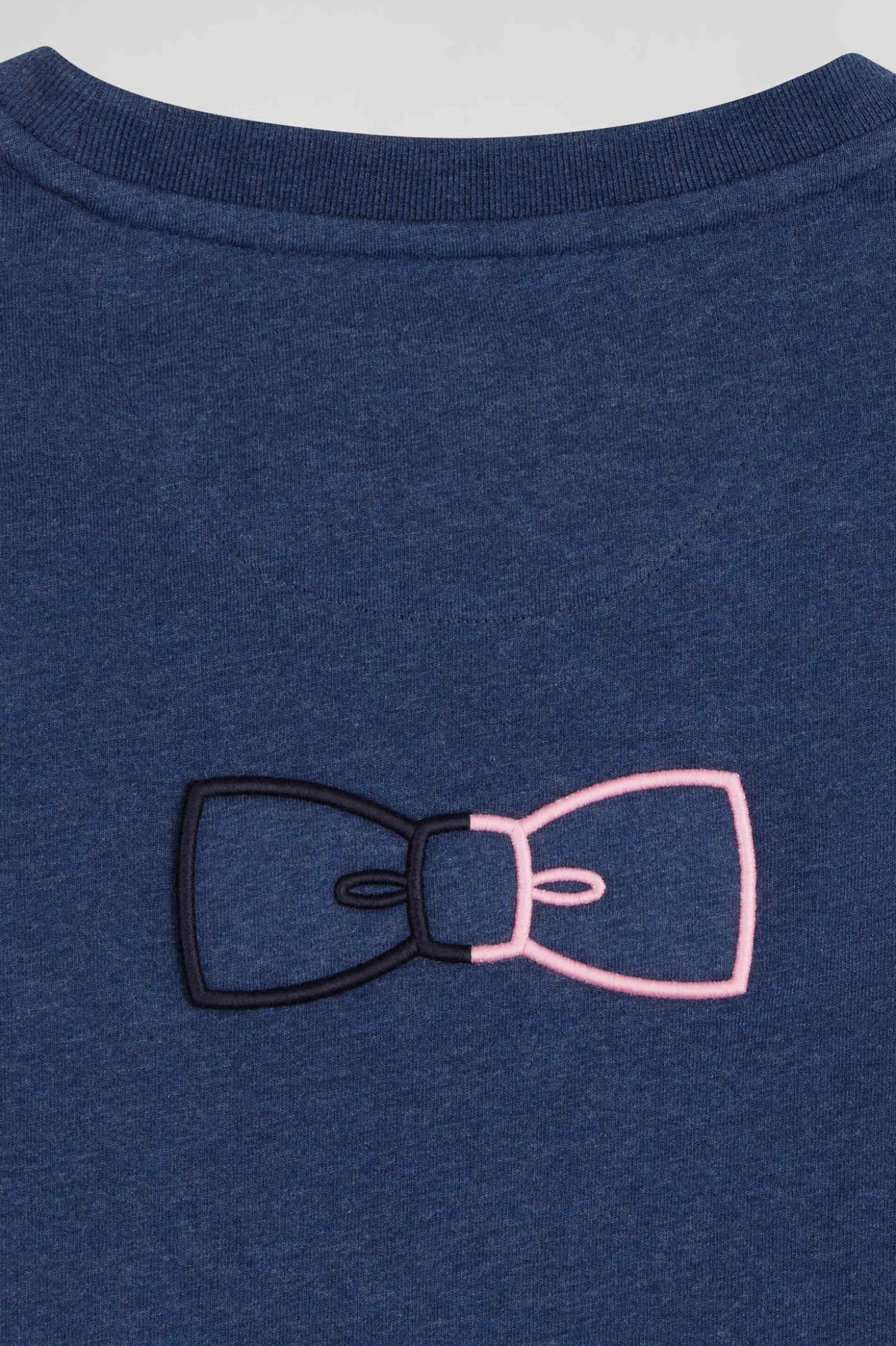 T-shirt manches courtes en coton bleu coupe Regular broderie emblème