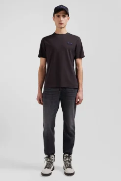 T-shirt manches courtes marron emblème tissu cravate coupe Regular