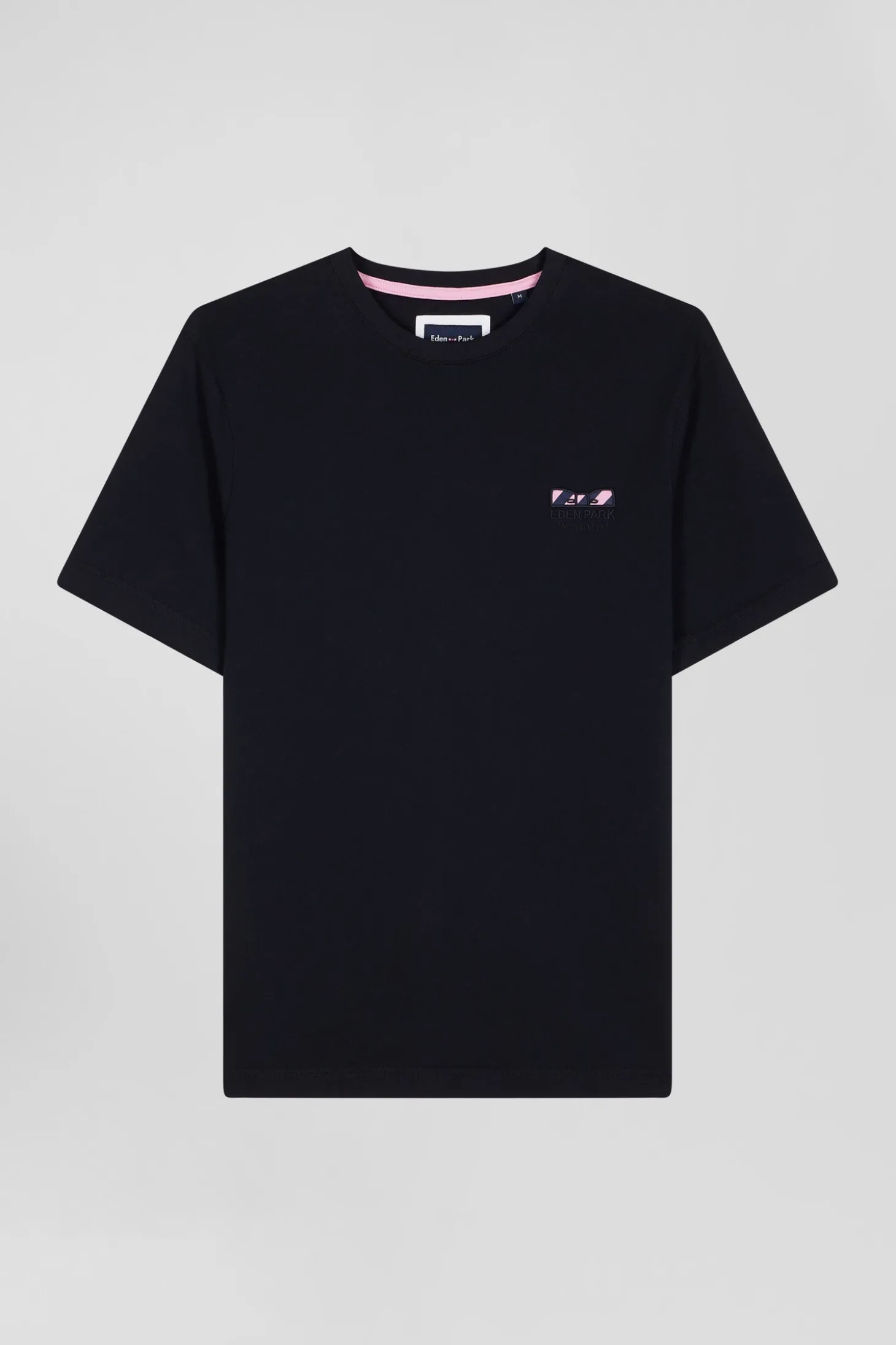 T-shirt manches courtes marine emblème tissu cravate coupe Regular
