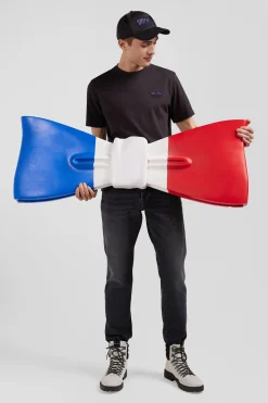 T-shirt manches courtes marron emblème tissu cravate coupe Regular