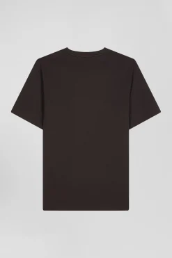 T-shirt manches courtes marron emblème tissu cravate coupe Regular