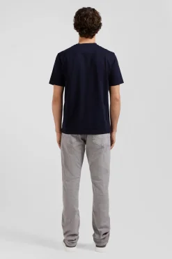 T-shirt manches courtes marine emblème tissu cravate coupe Regular