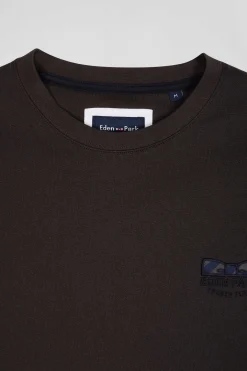 T-shirt manches courtes marron emblème tissu cravate coupe Regular