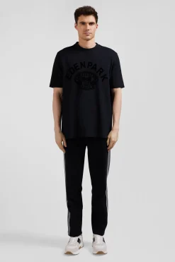 T-shirt manches courtes noir application Eden Park Rugby coupe Oversized