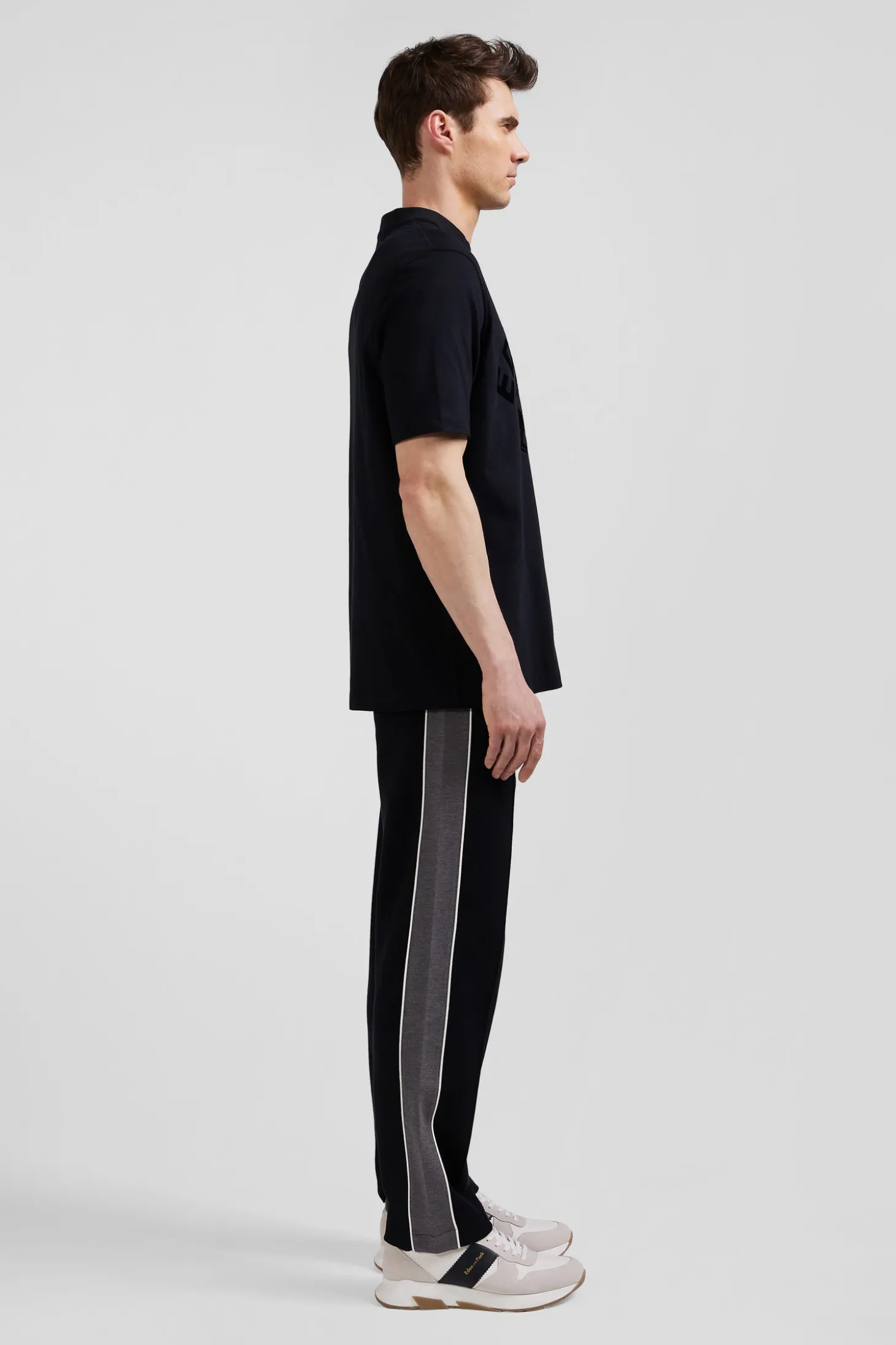 T-shirt manches courtes noir application Eden Park Rugby coupe Oversized