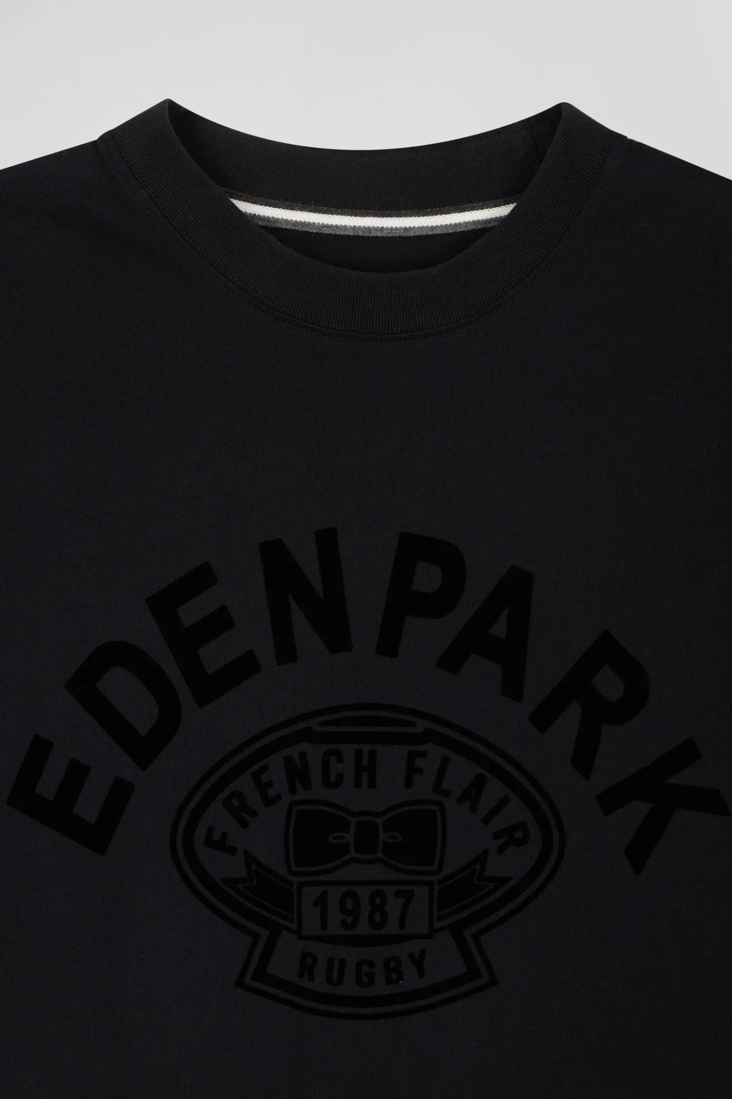 T-shirt manches courtes noir application Eden Park Rugby coupe Oversized